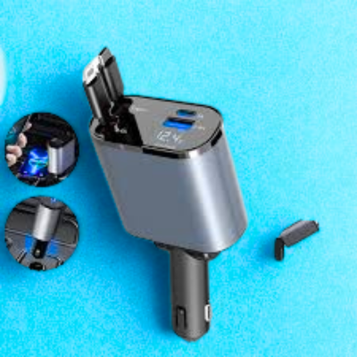 Chargeur Voiture 4 en 1 iOS + USB-C | Adaptateur Multifonction pour Téléphone