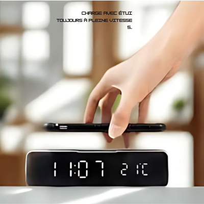 Chargeur Réveil Bluetooth – Charge rapide & Écran LED