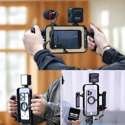 Kit de Stabilisation Smartphone Professionnel - Support, Microphone et Éclairage LED Intégrés