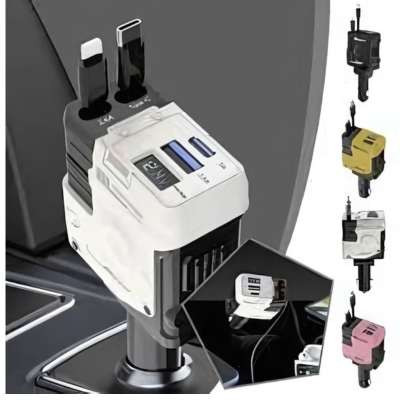 Chargeur de Voiture avec Extension Câble - Recharge Rapide & Flexible pour Téléphones