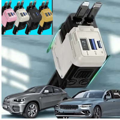 Chargeur de Voiture avec Extension Câble - Recharge Rapide & Flexible pour Téléphones